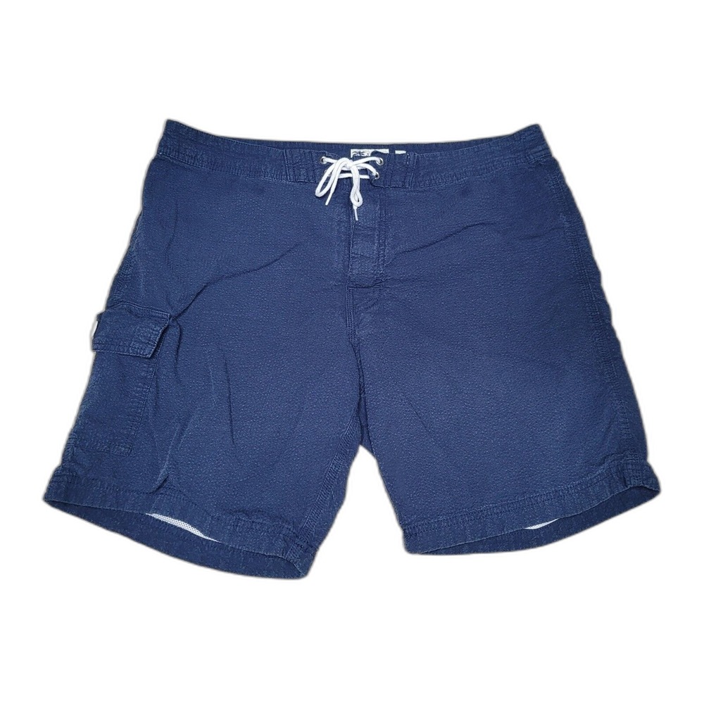 J‎ Crew Swim Shorts Mens 34 Navy Blue 8" Boardshorts Lined Pockets Surf Beach